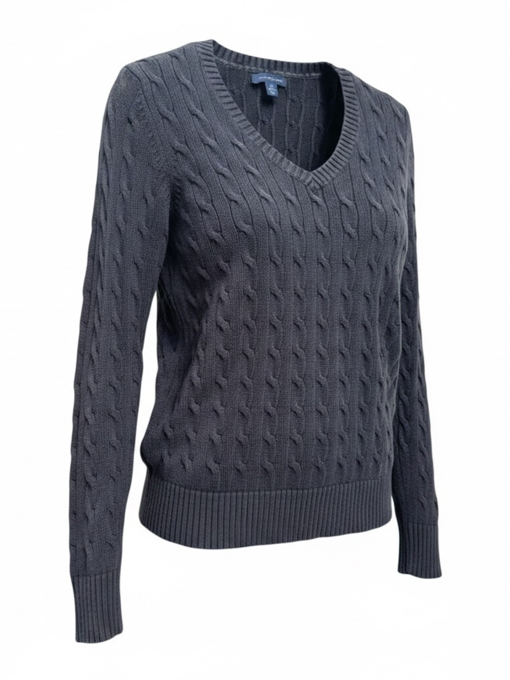 Tommy Hilfiger sweater black cable knit v neck Size M